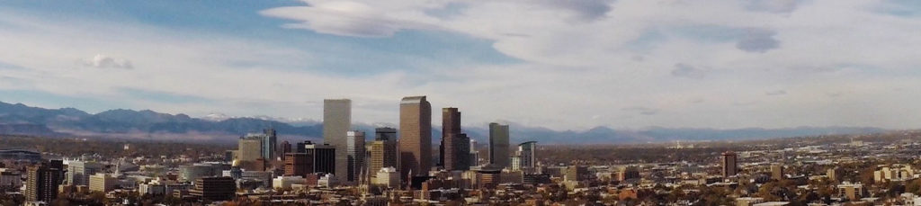 Drone photo of Denver Skyline