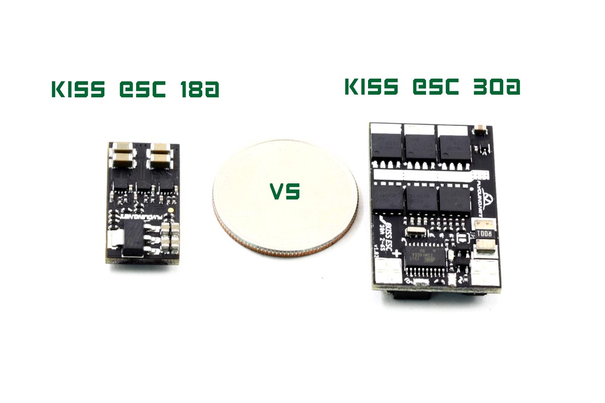 Kiss Esc 18a vs 30a size comparison