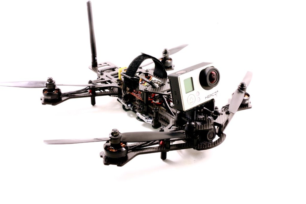 Sparrow quad with angle adjustable go pro mount installed.