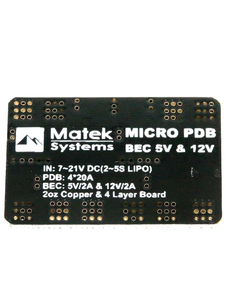 Matek Micro PDB with Dual BEC 5V and 12V back