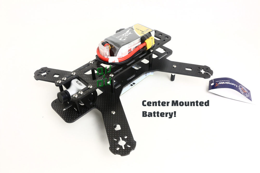 QQ QAV250 Low Profile Top Plate Modification Kit with angle adjustable camera to 90 degrees. Designed to fit the Lumenier QAV250 Quadcopter.