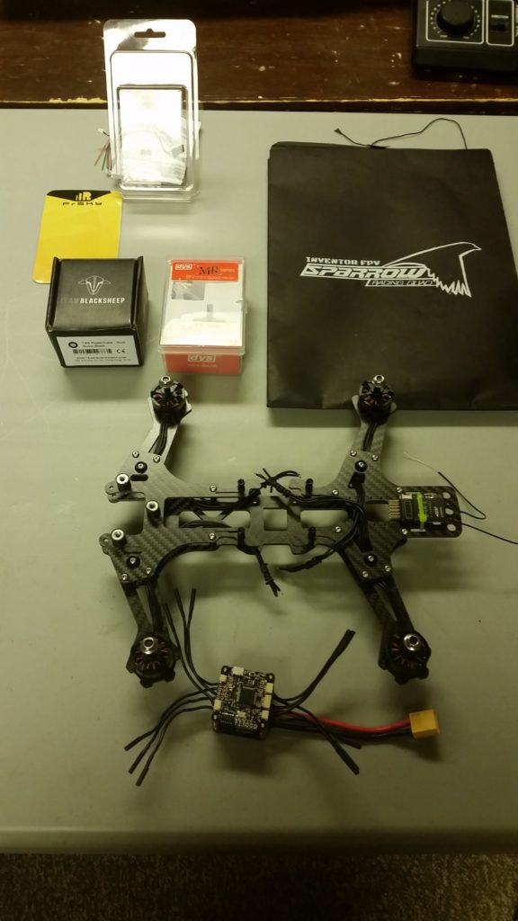 This is a build of a inventor fpv Sparrow racing quad with the team blacksheep powercube connected frisky and dys Mr series brushless motors