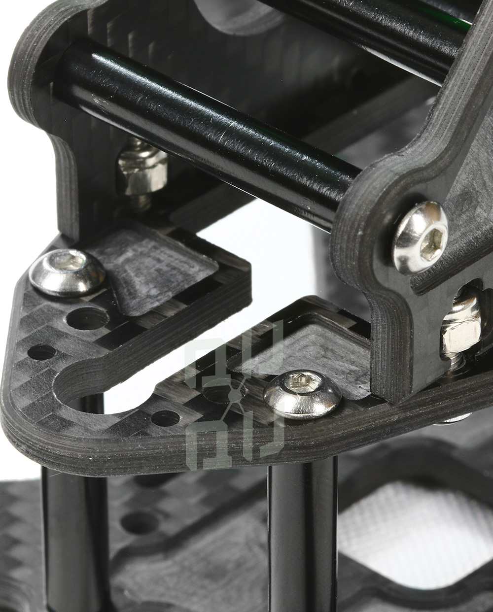 QQ166 4" Racing Drone X-style frame available from QuadQuestions.com closeup camera pod 2