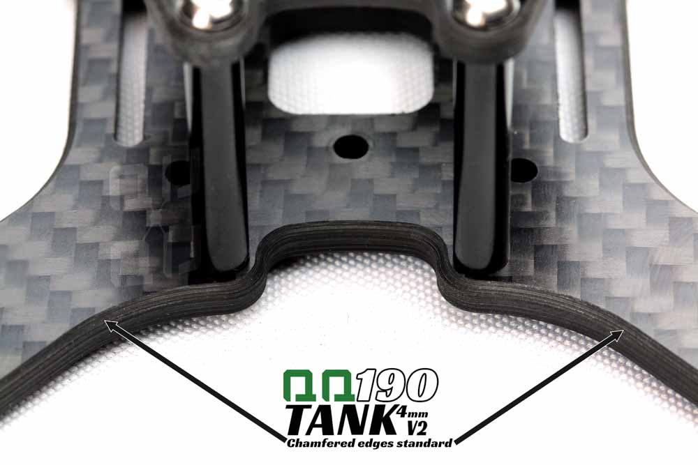 QQ190 Tank V2 Carbon Fiber Racing Drone Frame by QuadQuestions Gusset Closeup view